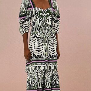 Farm Rio black lace nature short sleeve maxi dress Size  S in lace Nature Black